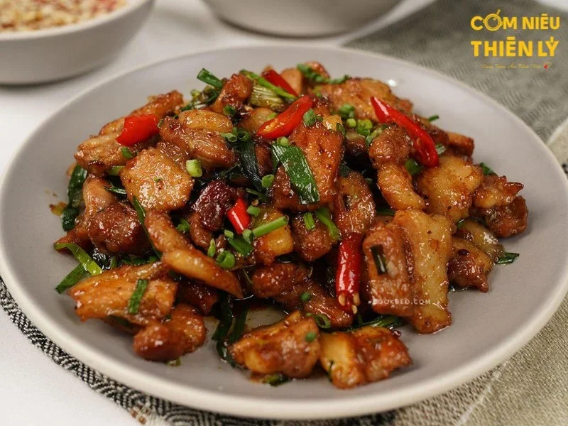 Caramelized pork with crispy edges, rich in flavor and perfect for pairing with rice